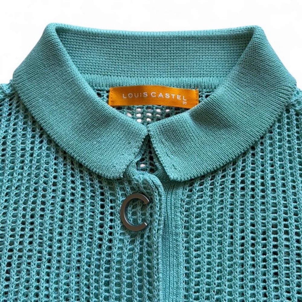 Louis Castel Teal Open Knit Polo